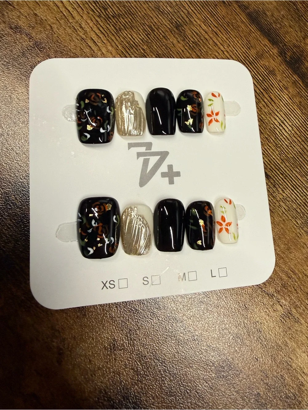3pk Fall colors Bundle Press-On Nail Sets Black Small